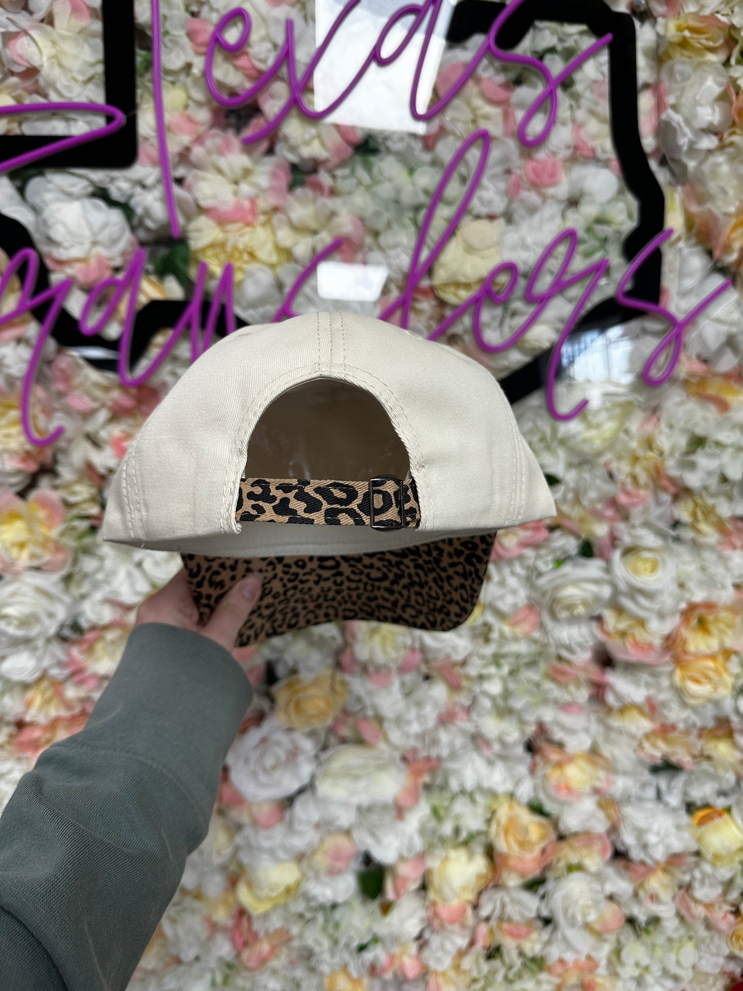 **DISCOUNTED**Leopard Brim Canvas Blank Hat (BUCKLE CLOSURE)