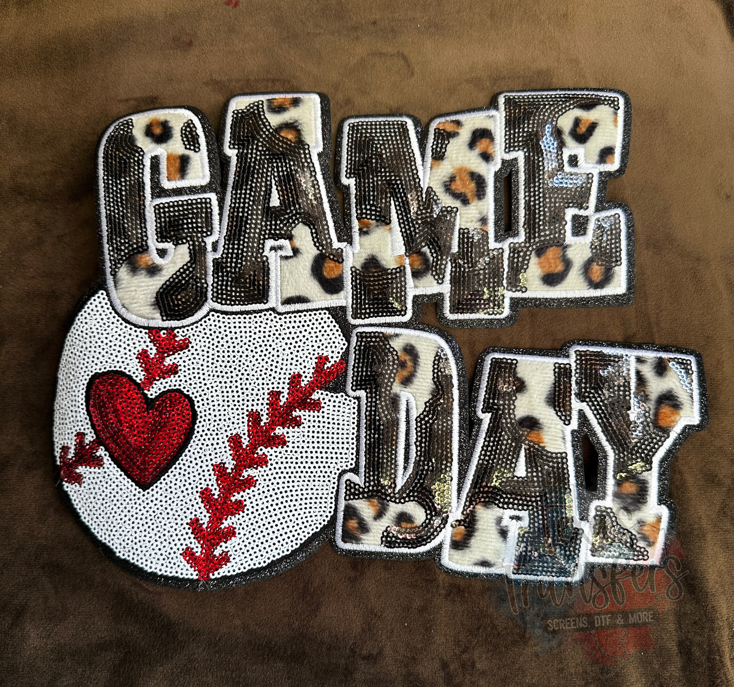 Game Day Baseball Sequin XL Patches - Texas Transfers and Designs