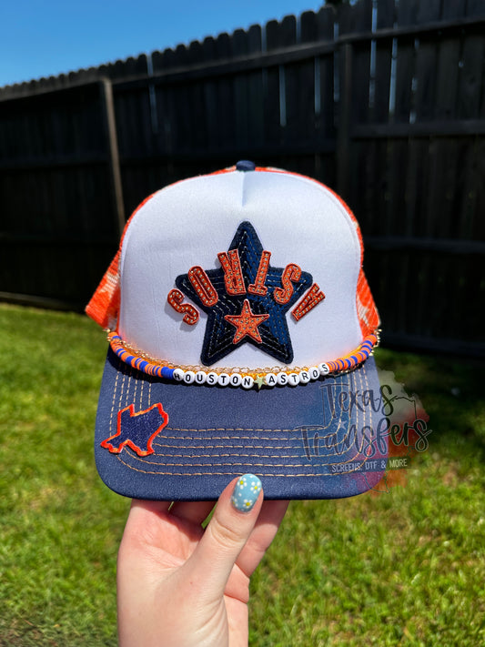 Upside Down Astros *Completed Hat* - Texas Transfers and Designs