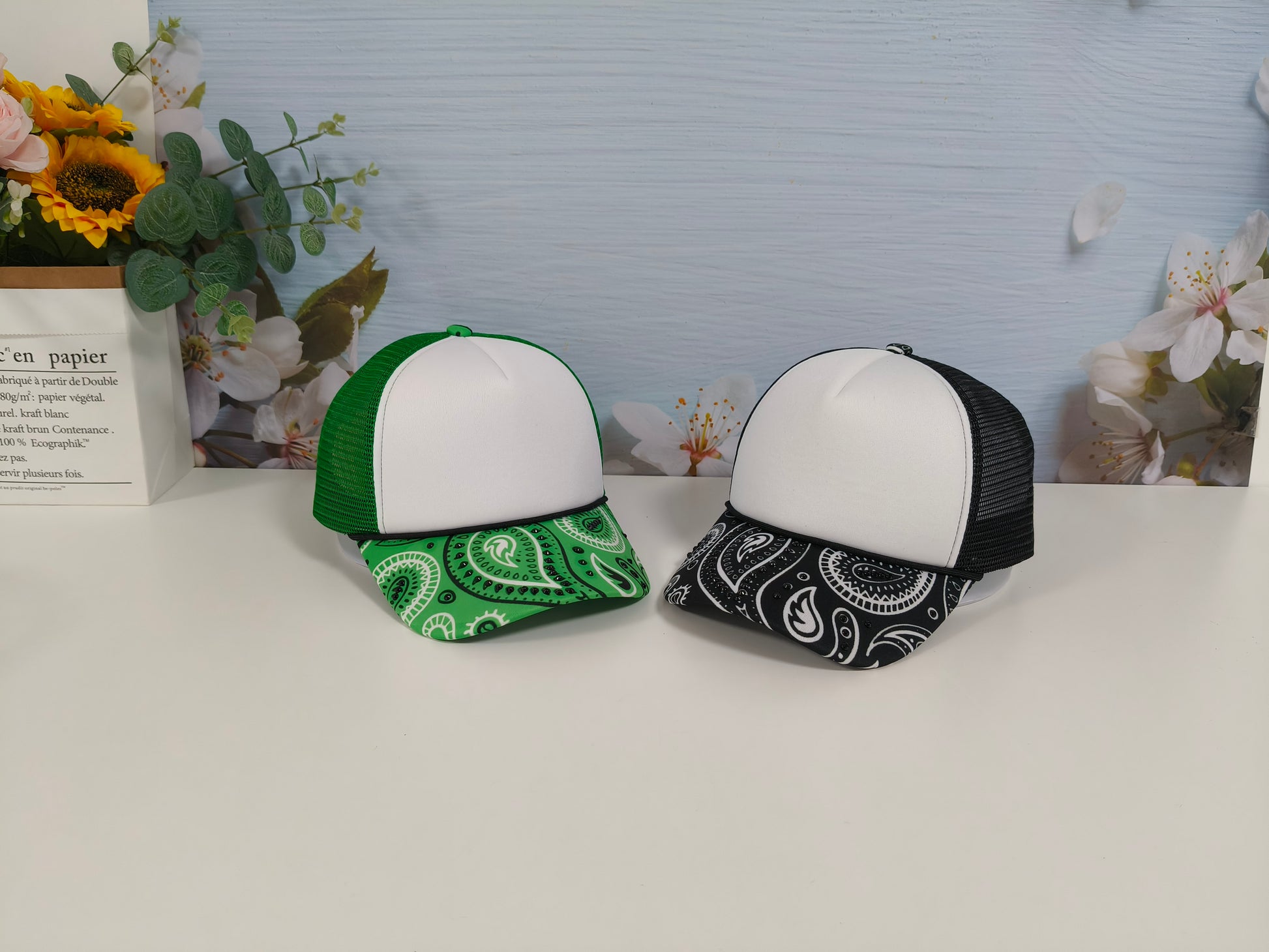 Rhinestone Bandana Premium Trucker Hat - Texas Transfers and Designs