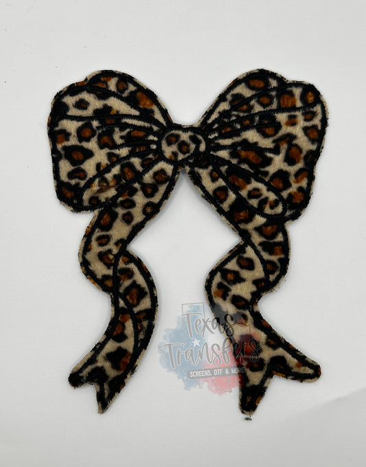 6” Leopard Bow Iron-On PATCH - Texas Transfers and Designs