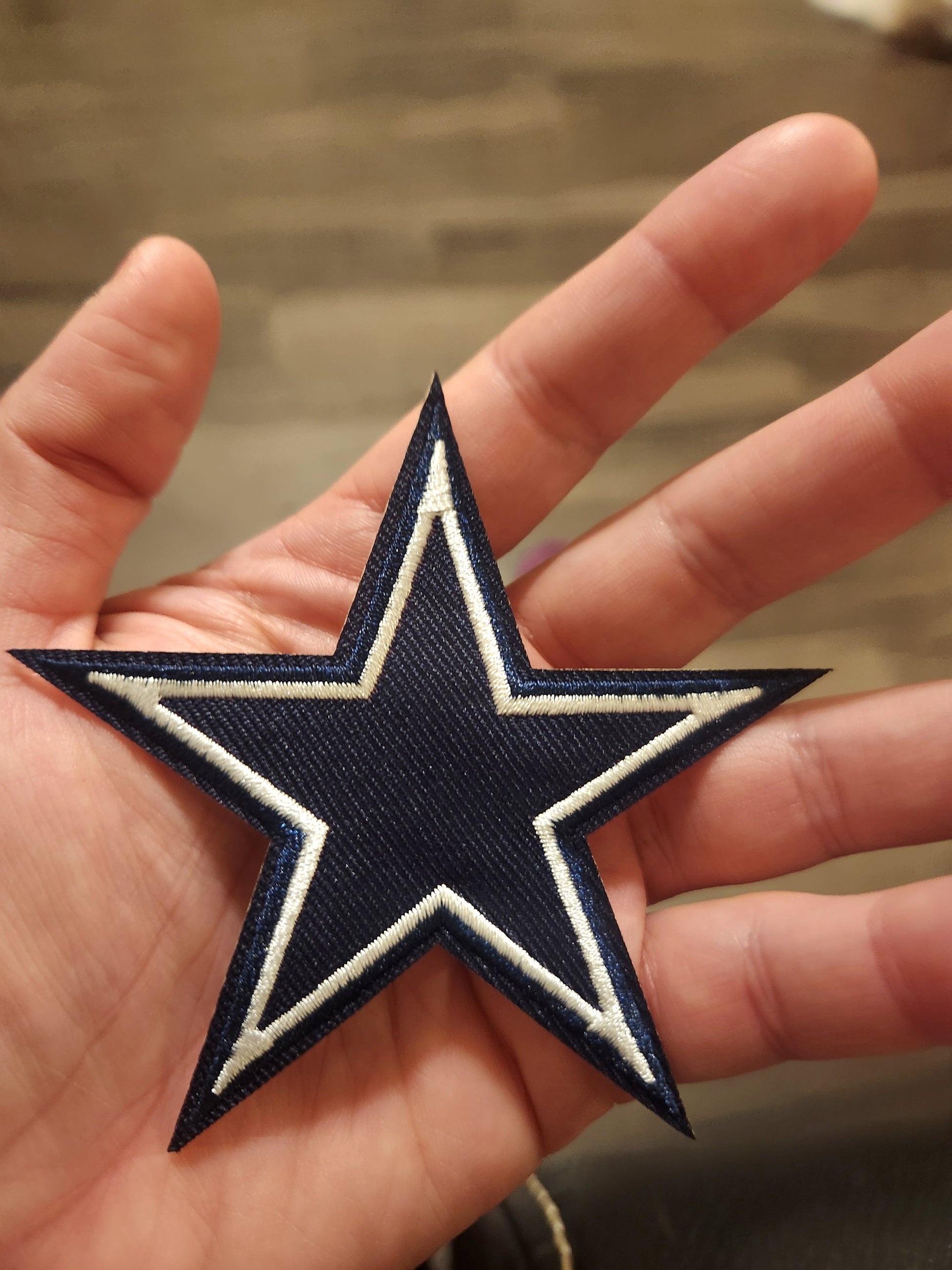 Navy XL Star Iron-On PATCH - Texas Transfers and Designs