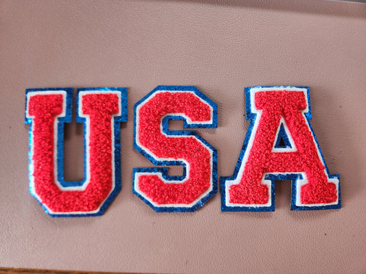 Red/White/Blue Chenille Iron On Patches