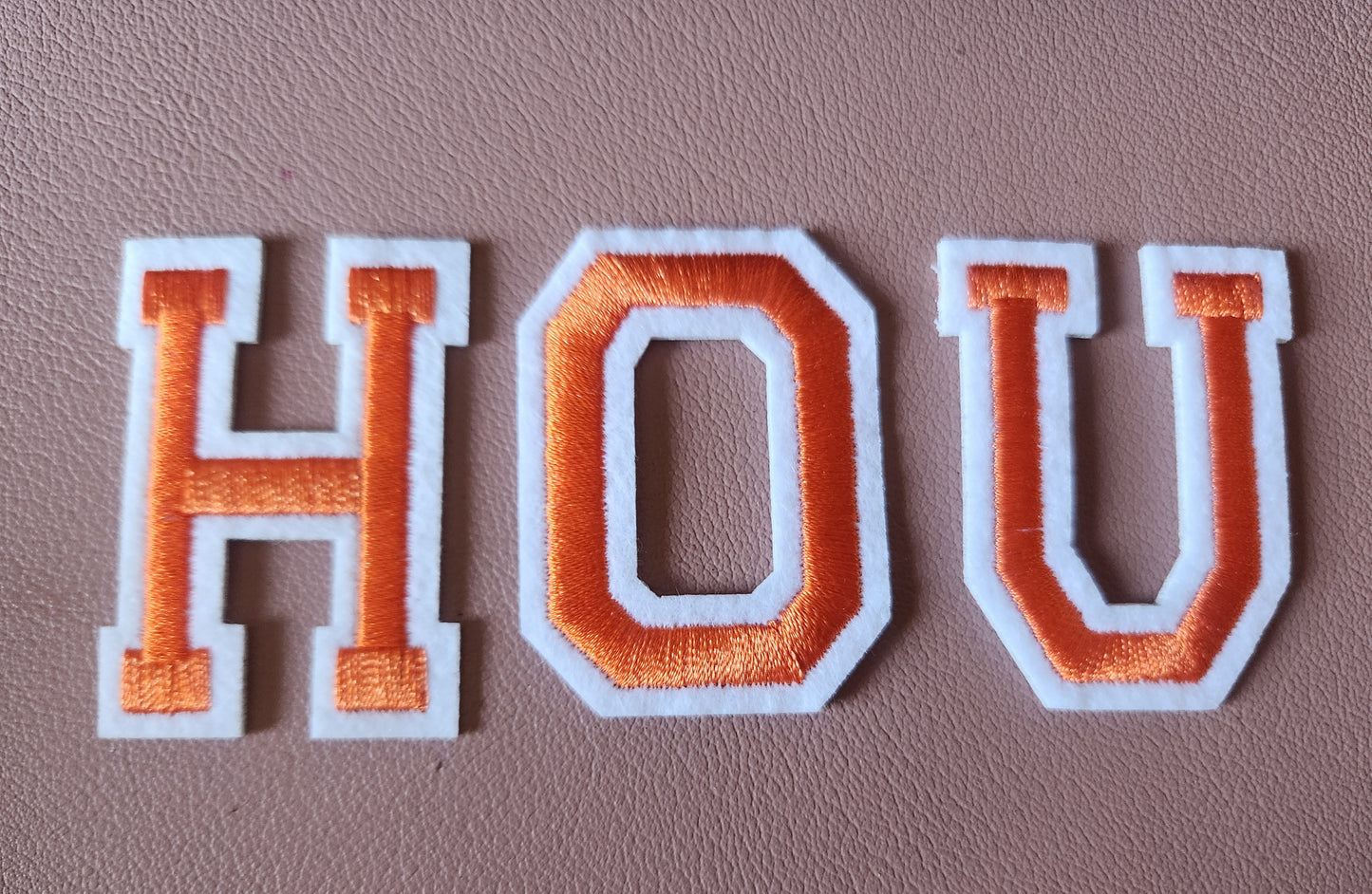 HOU Orange Letters Iron-On PATCH