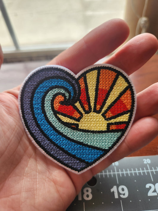 Waves/Sun Heart Iron-On PATCH *EXCLUSIVE*