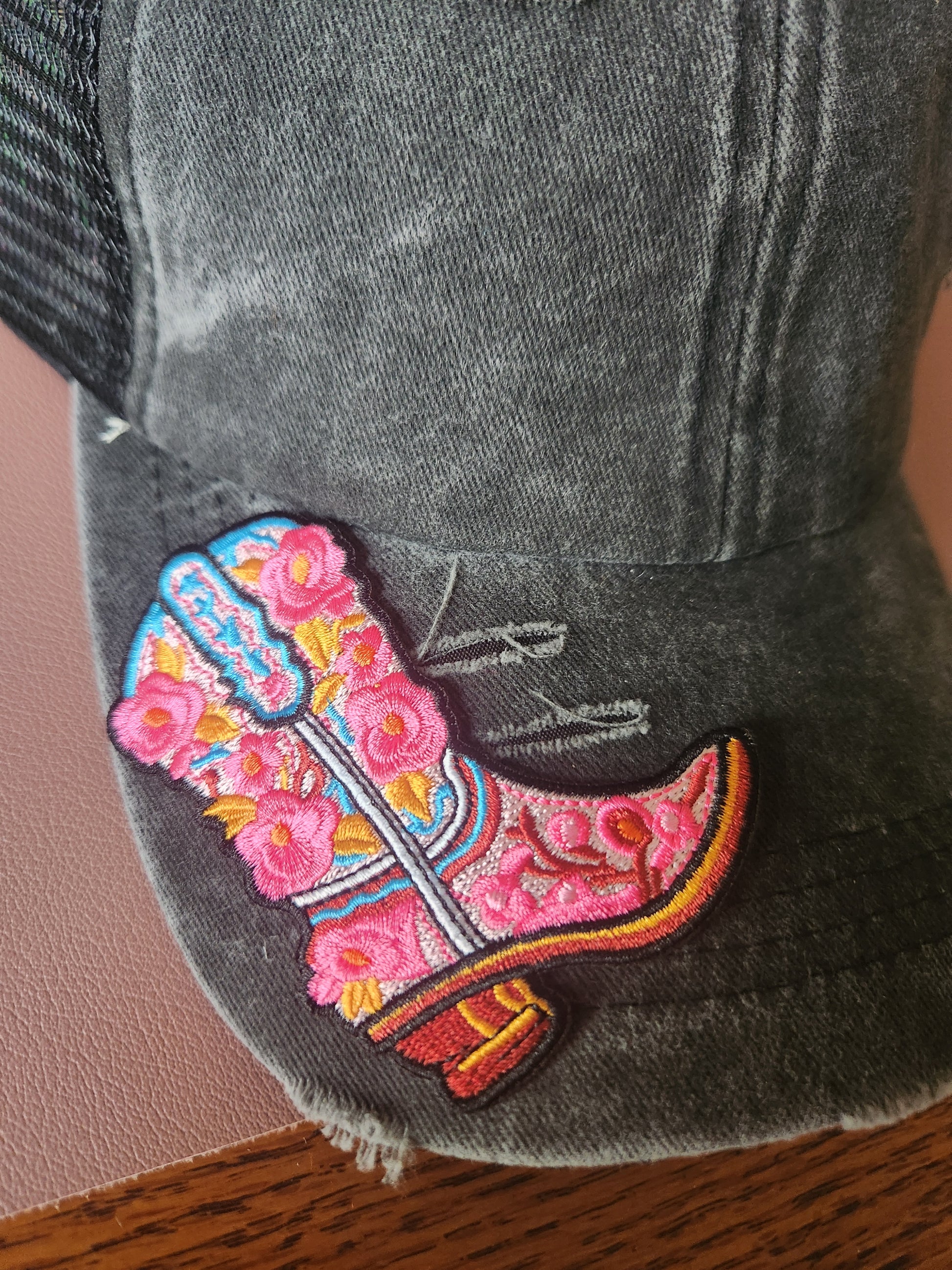 Floral Boot Iron-On PATCH - Texas Transfers and Designs