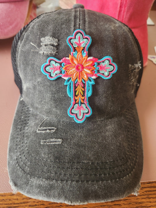 Floral Cross Iron-On PATCH