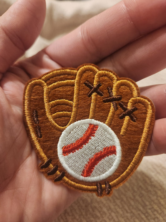 Baseball Glove Embroidered Iron-On PATCH - Texas Transfers and Designs