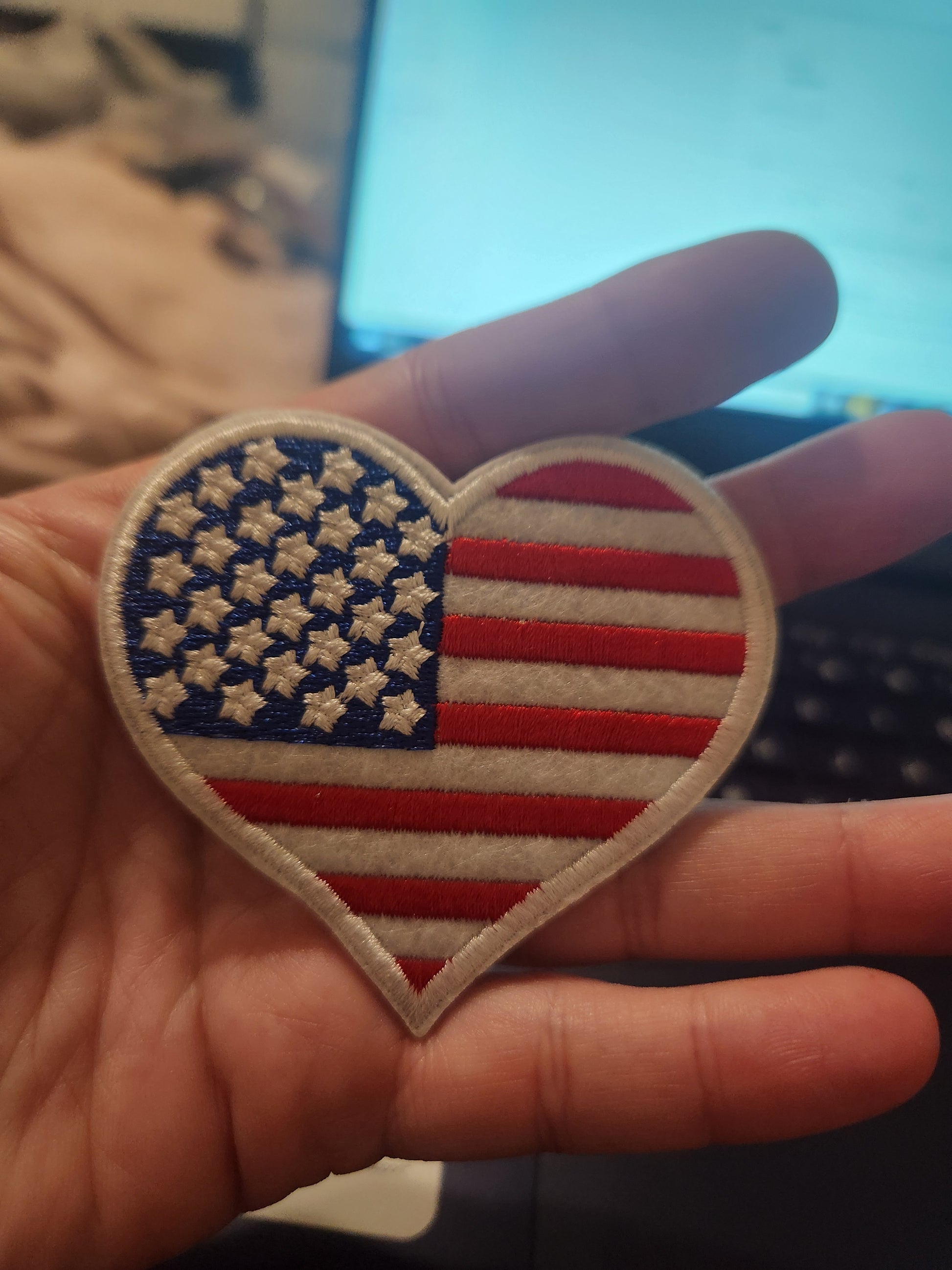 Heart American Flag Iron-On PATCH - Texas Transfers and Designs