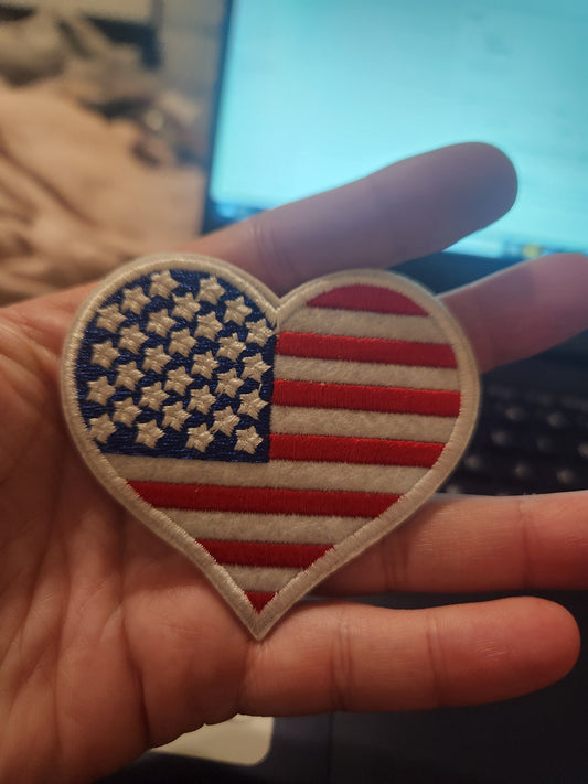 Heart American Flag Iron-On PATCH