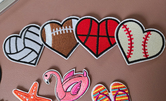 Sports Hearts Iron-On PATCH - Texas Transfers and Designs