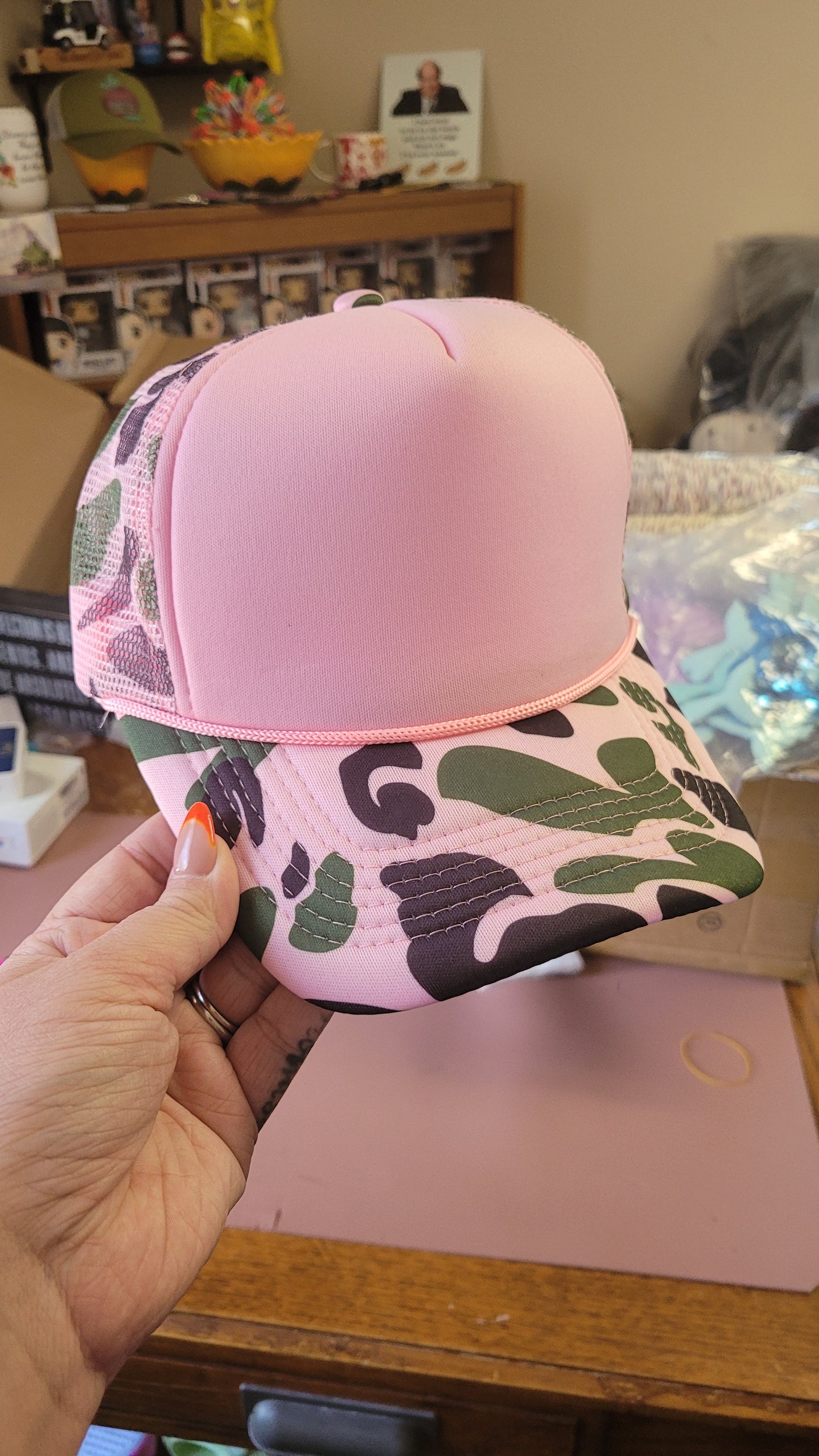 Pink Camo Trucker Hat - Texas Transfers and Designs