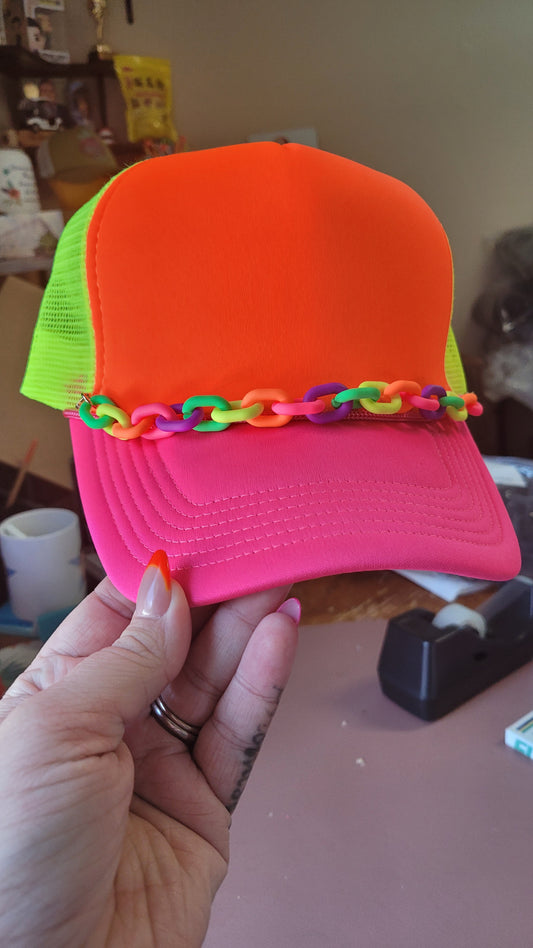 Small Neon Hat Chains(Orange,Pink,Purple,Green,Yellow) - Texas Transfers and Designs