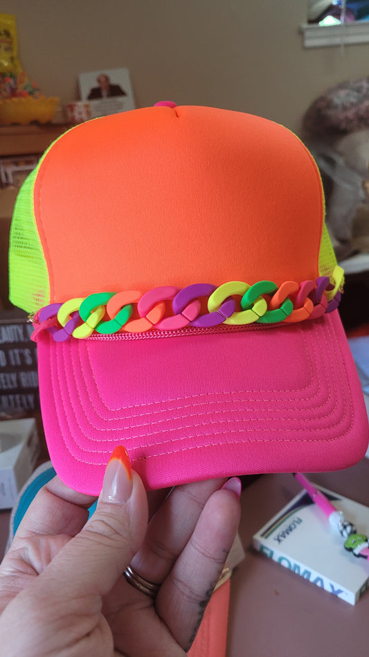 Large Neon Hat Chains(Orange,Pink,Purple,Green,Yellow) - Texas Transfers and Designs