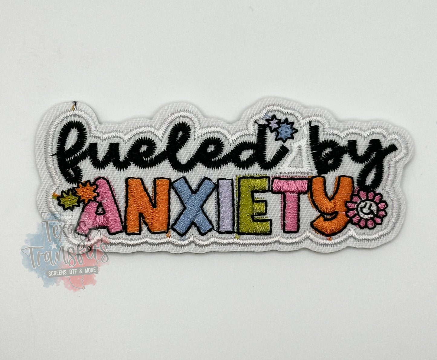 Fueled by Anxiety Iron-On PATCH - Texas Transfers and Designs