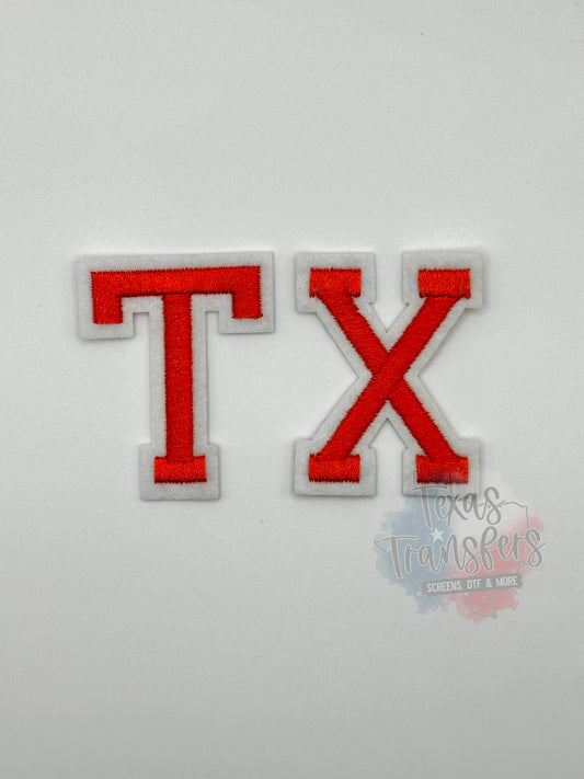 TX Orange Letters Iron-On PATCH *DISCONTINUED* - Texas Transfers and Designs