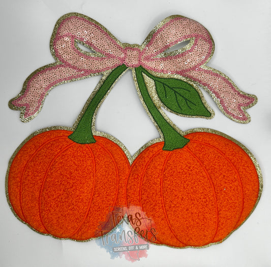Pumpkin Cherries Chenille XL Iron-On Patch