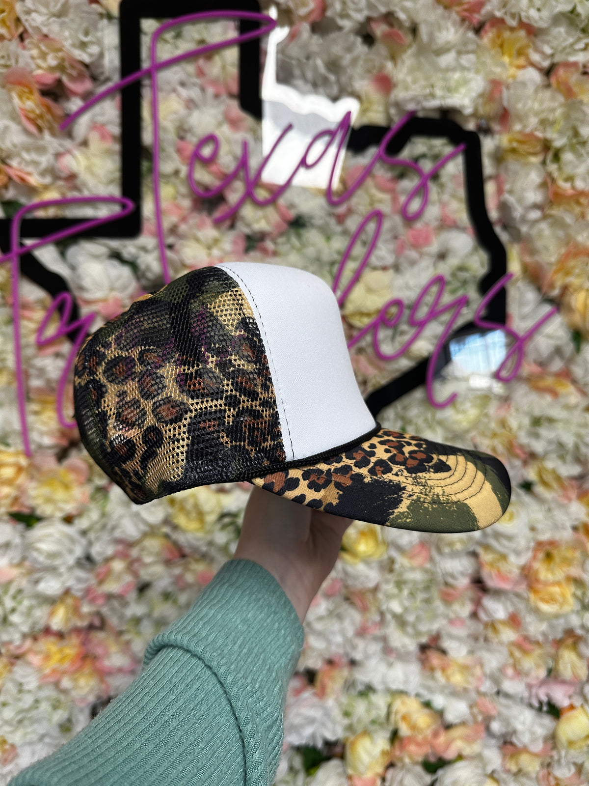 RESTOCK Arriving 10/16 Camo/Leopard Mesh Trucker Hat with Camo/Leopard Brim