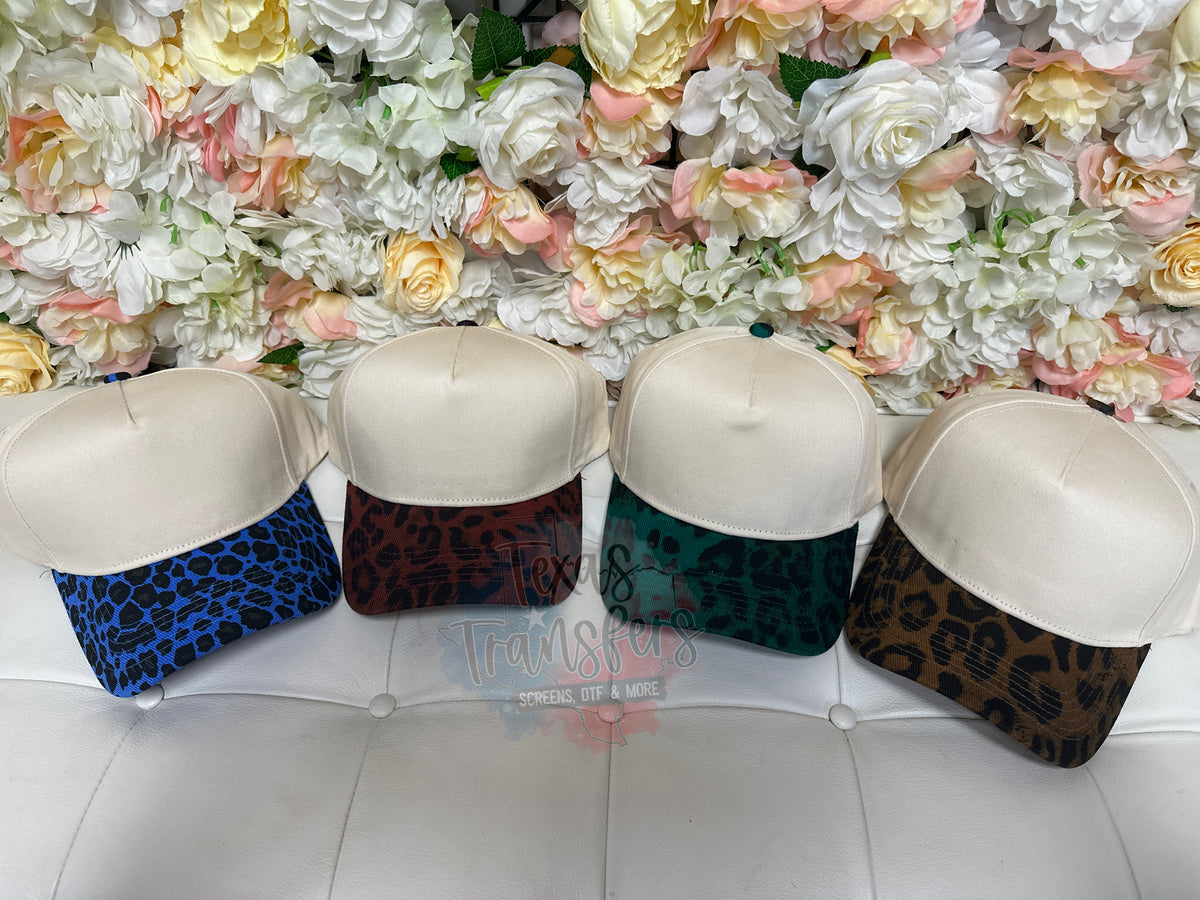 Colorful Leopard Brim Canvas Blank Hats (MULTIPLE OPTIONS)