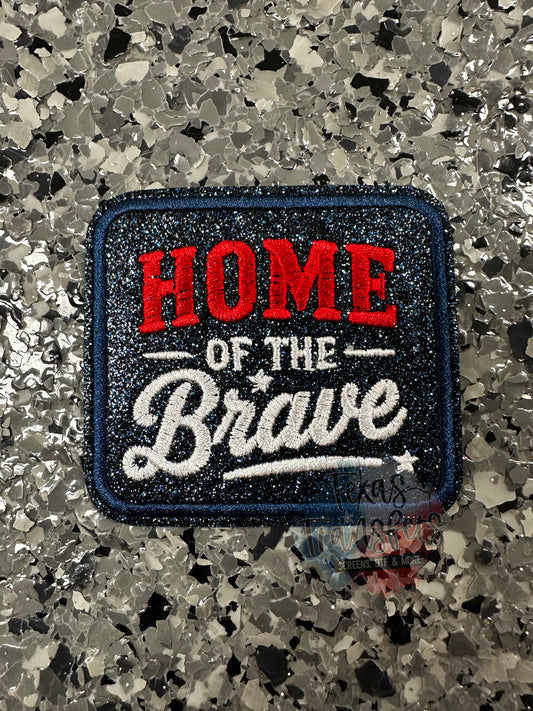 Home of the Brave Glitter Iron-On Patch