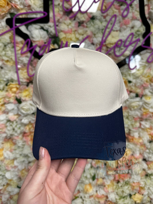 Navy Blue Canvas Brim Blank Hat - Texas Transfers and Designs