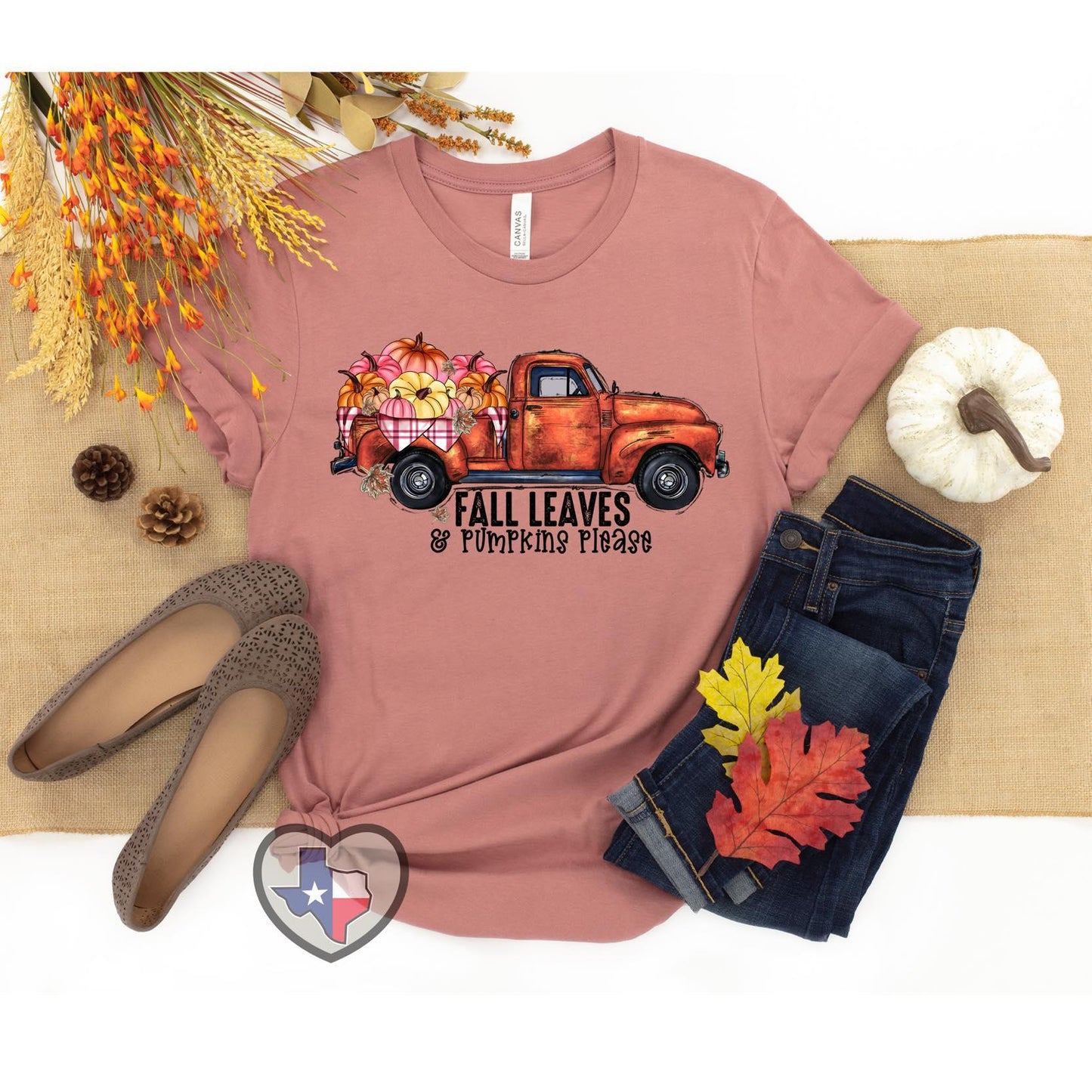 Fall Leaves and Pumpkins Please DTF - Texas Transfers and Designs