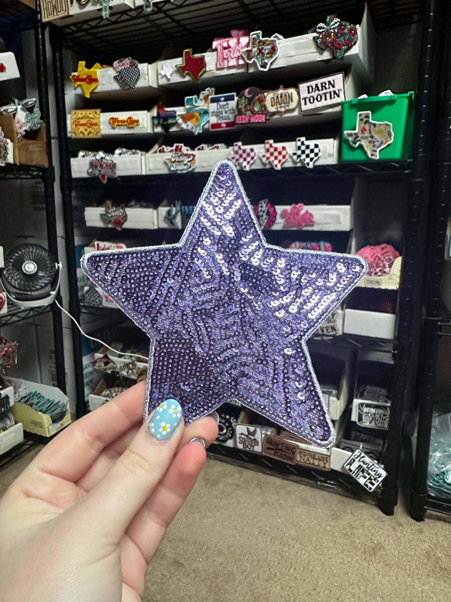5" Sequin Stars (Embroidered Outline) Iron On Patches - Texas Transfers and Designs