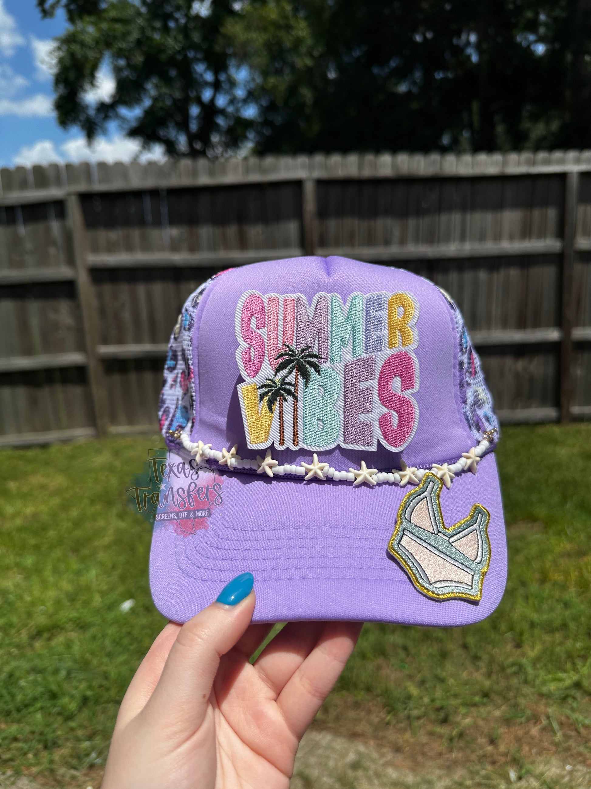 Lavender/Colorful Heart Leopard Trucker Hat - Texas Transfers and Designs