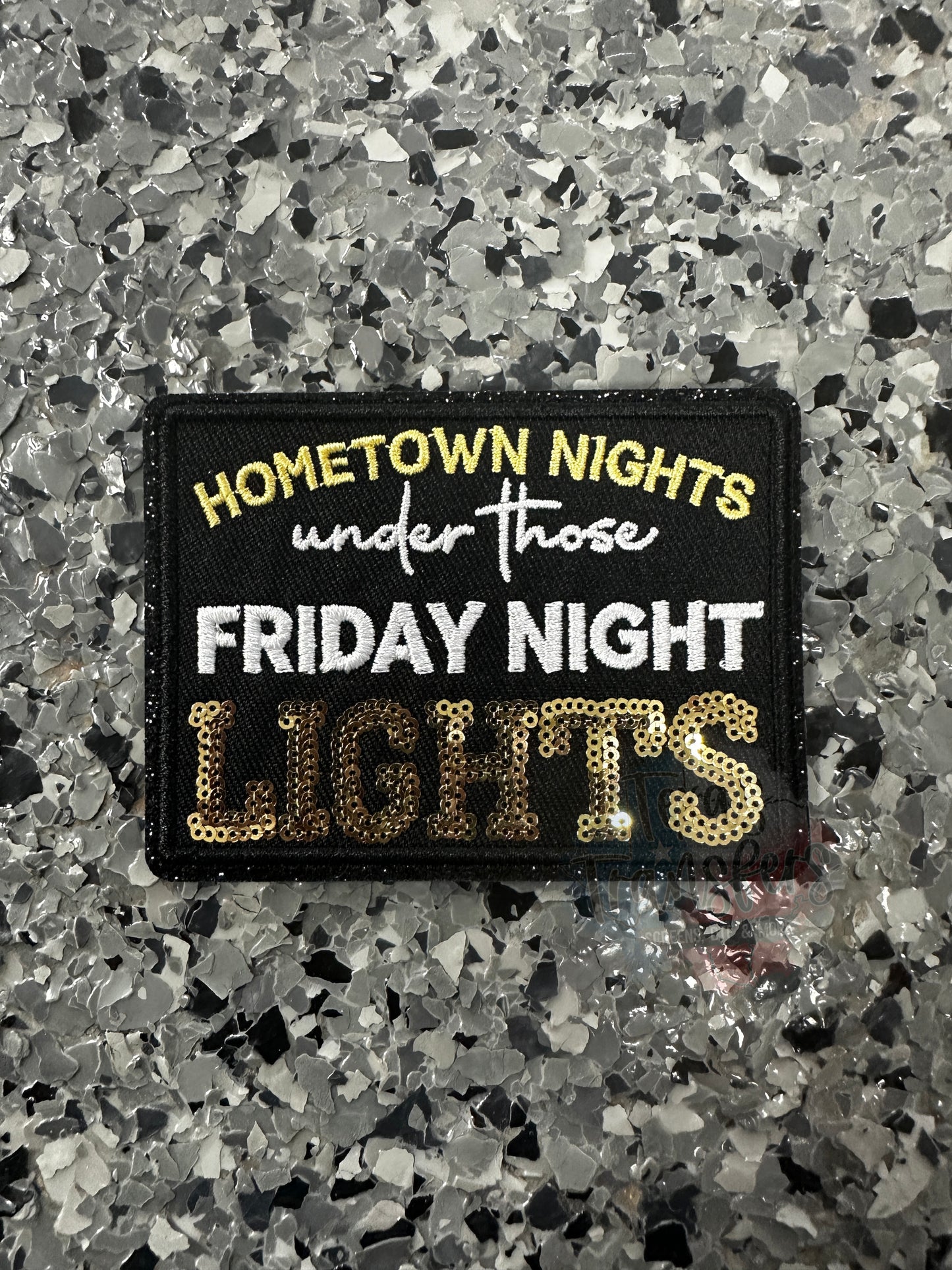 Hometown Nights Friday Night Lights BLACK Sequin/Glitter Patch