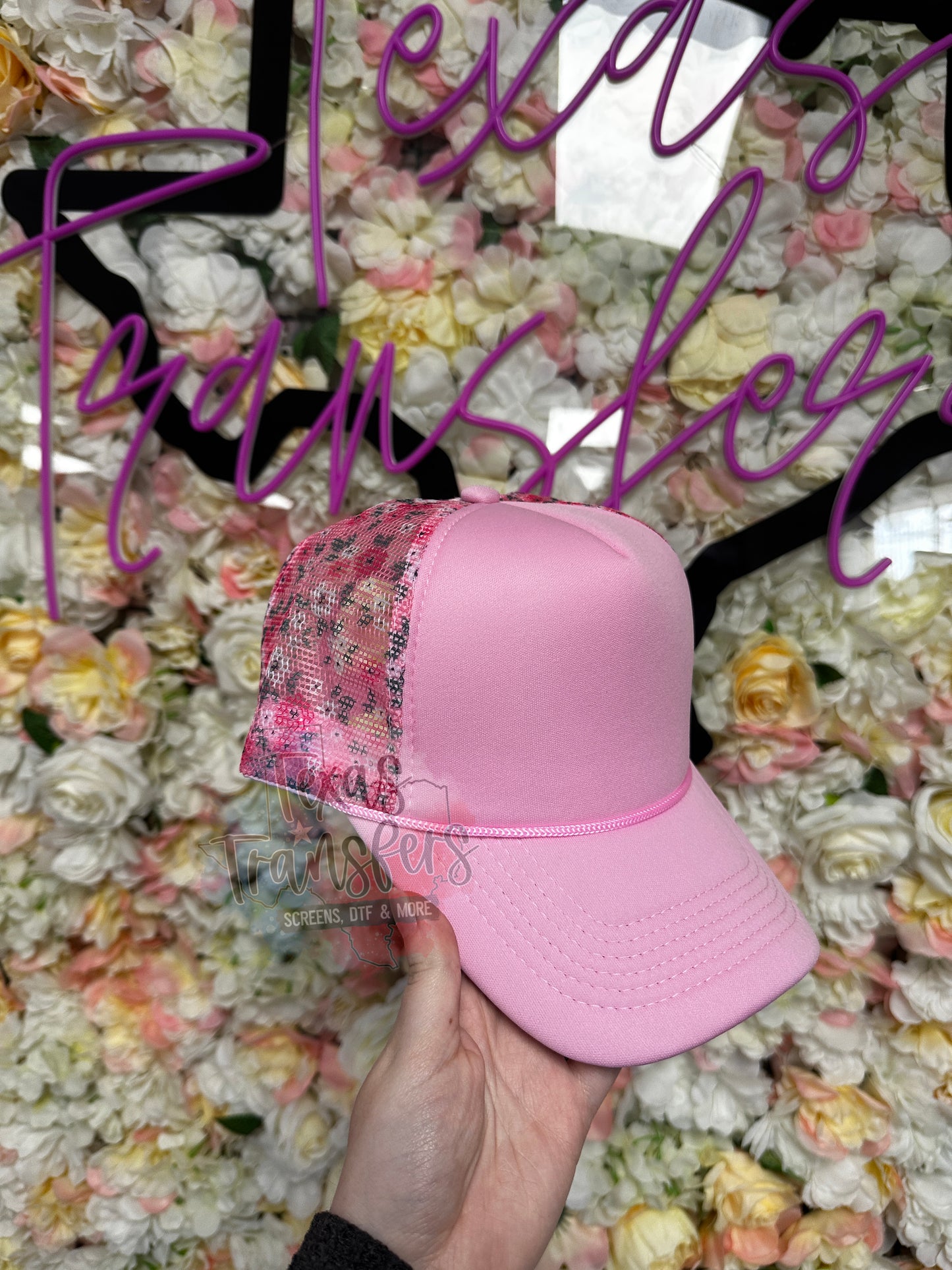 Light Pink/Mini Floral Trucker Hat