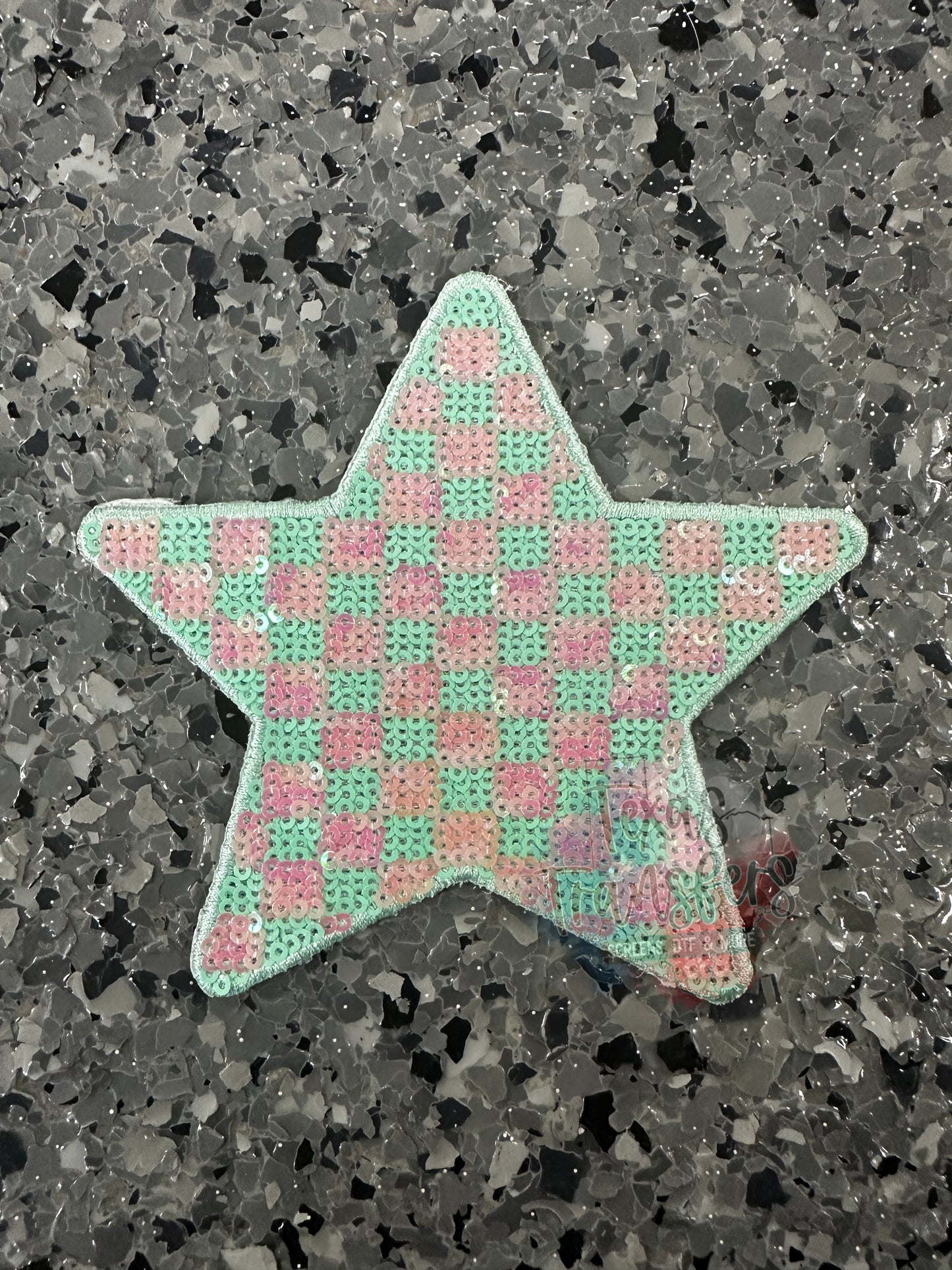 5" Patterned Sequin Stars (Embroidered Outline) Iron On Patches