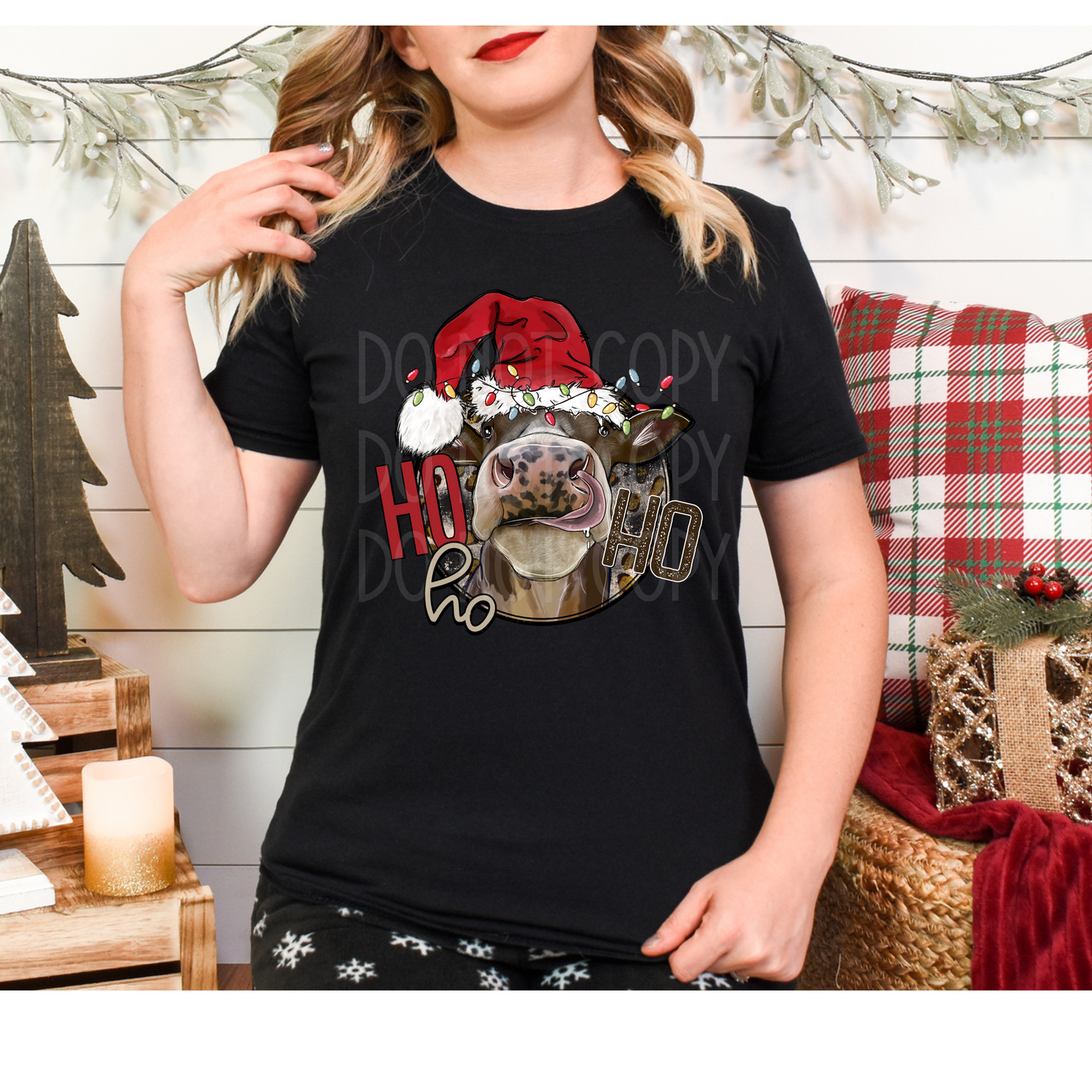 Ho Ho Ho Cow DTF - Texas Transfers and Designs