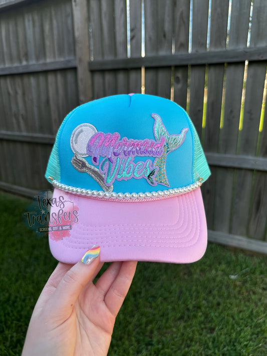 Mermaid Vibes *Completed Hat* - Texas Transfers and Designs
