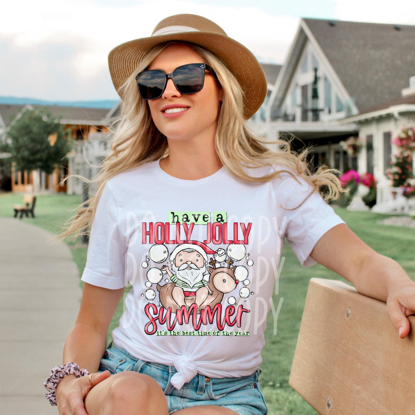 Holly Jolly Summer Santa DTF - Texas Transfers and Designs