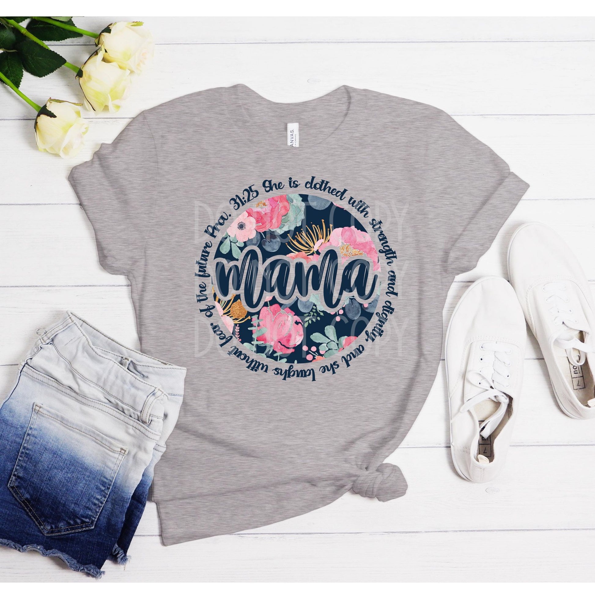 Mama Floral Circle Proverbs 31:25 DTF - Texas Transfers and Designs