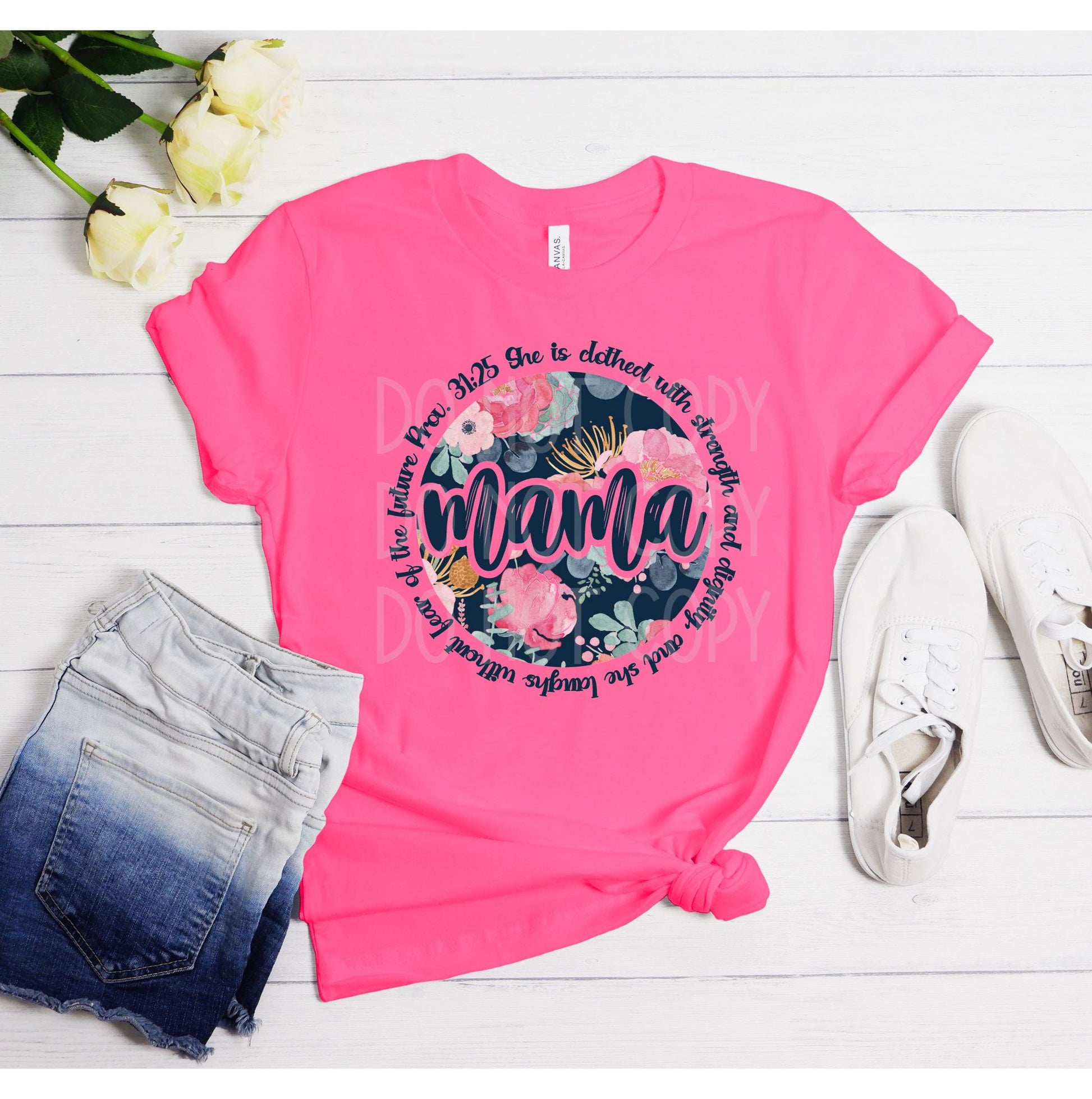 Mama Floral Circle Proverbs 31:25 DTF - Texas Transfers and Designs