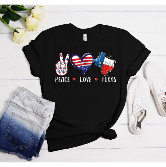 Peace Love Texas (Patriotic) DTF - Texas Transfers and Designs