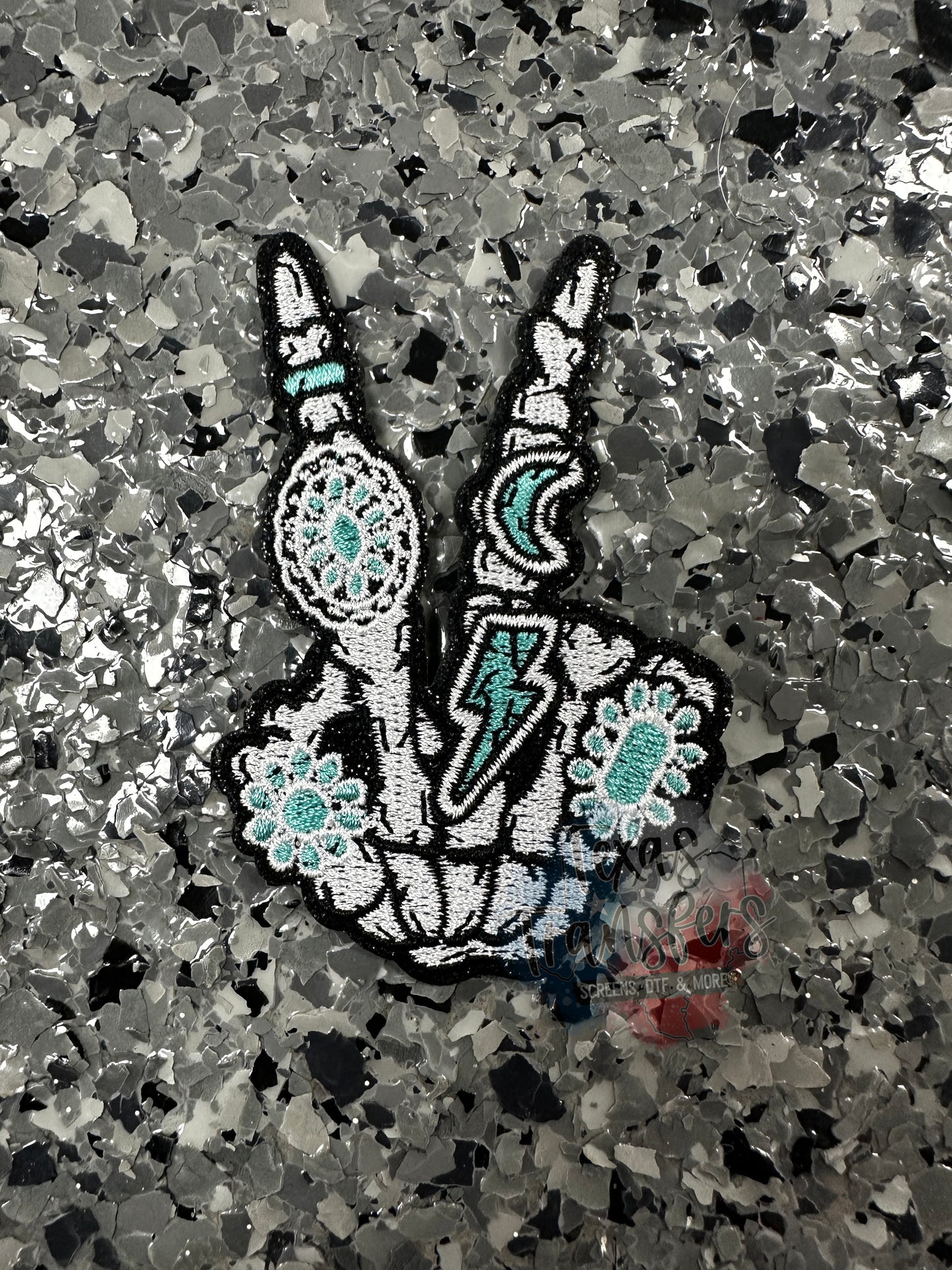 Skeleton Peace Turquoise Rings Iron-On Patch