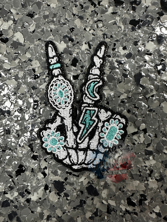 Skeleton Peace Turquoise Rings Iron-On Patch
