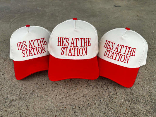 "He's At The Station" Embroidered Hat (Multiple Options)
