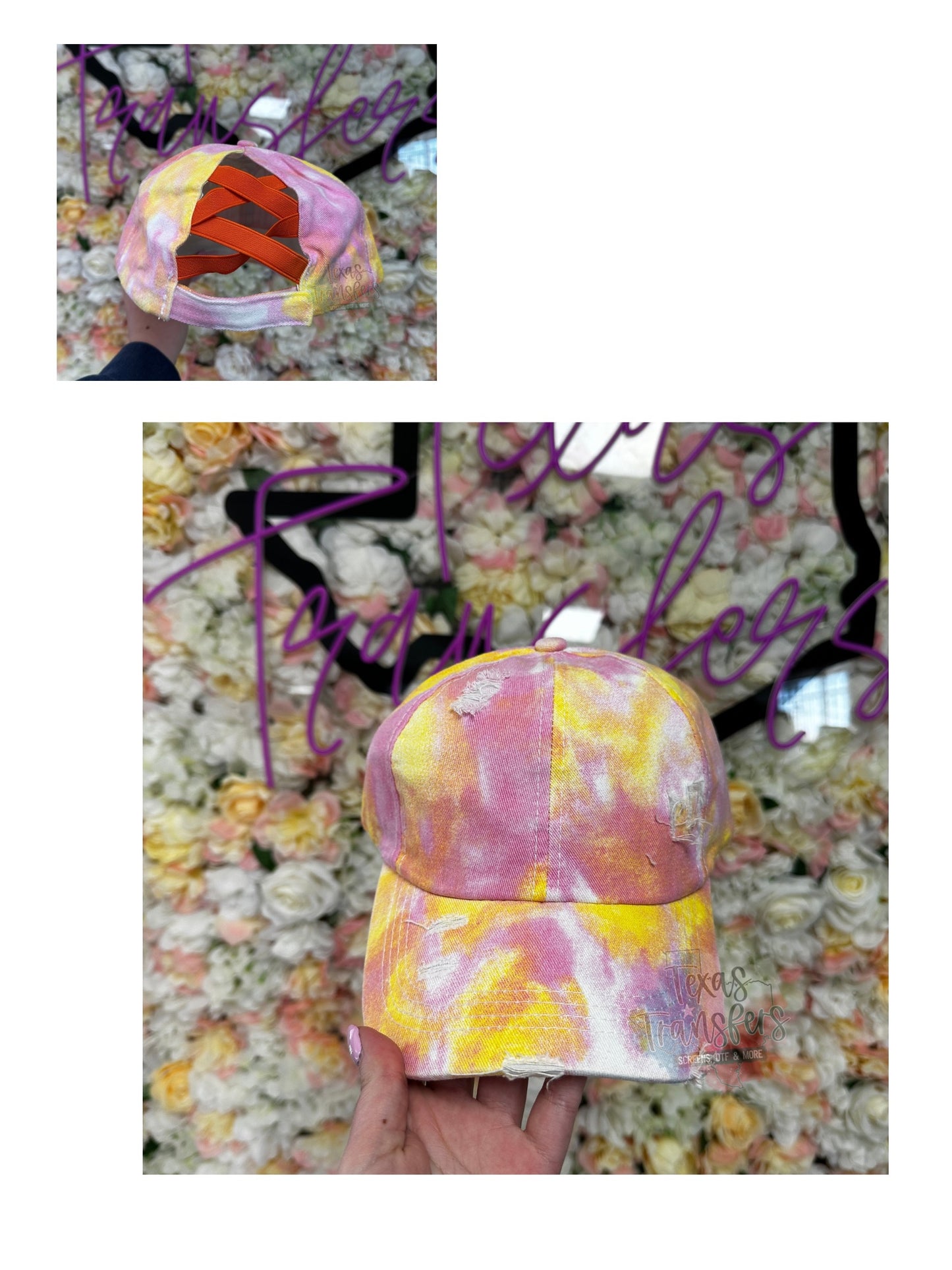 Criss Cross Blank Ponytail Hat - Texas Transfers and Designs