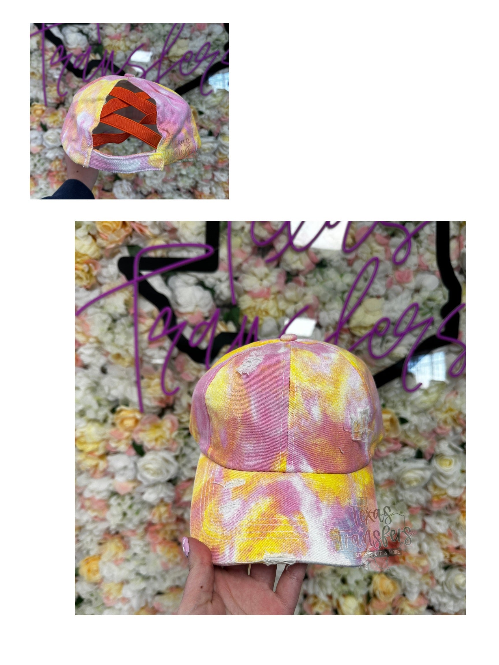 Criss Cross Blank Ponytail Hat - Texas Transfers and Designs