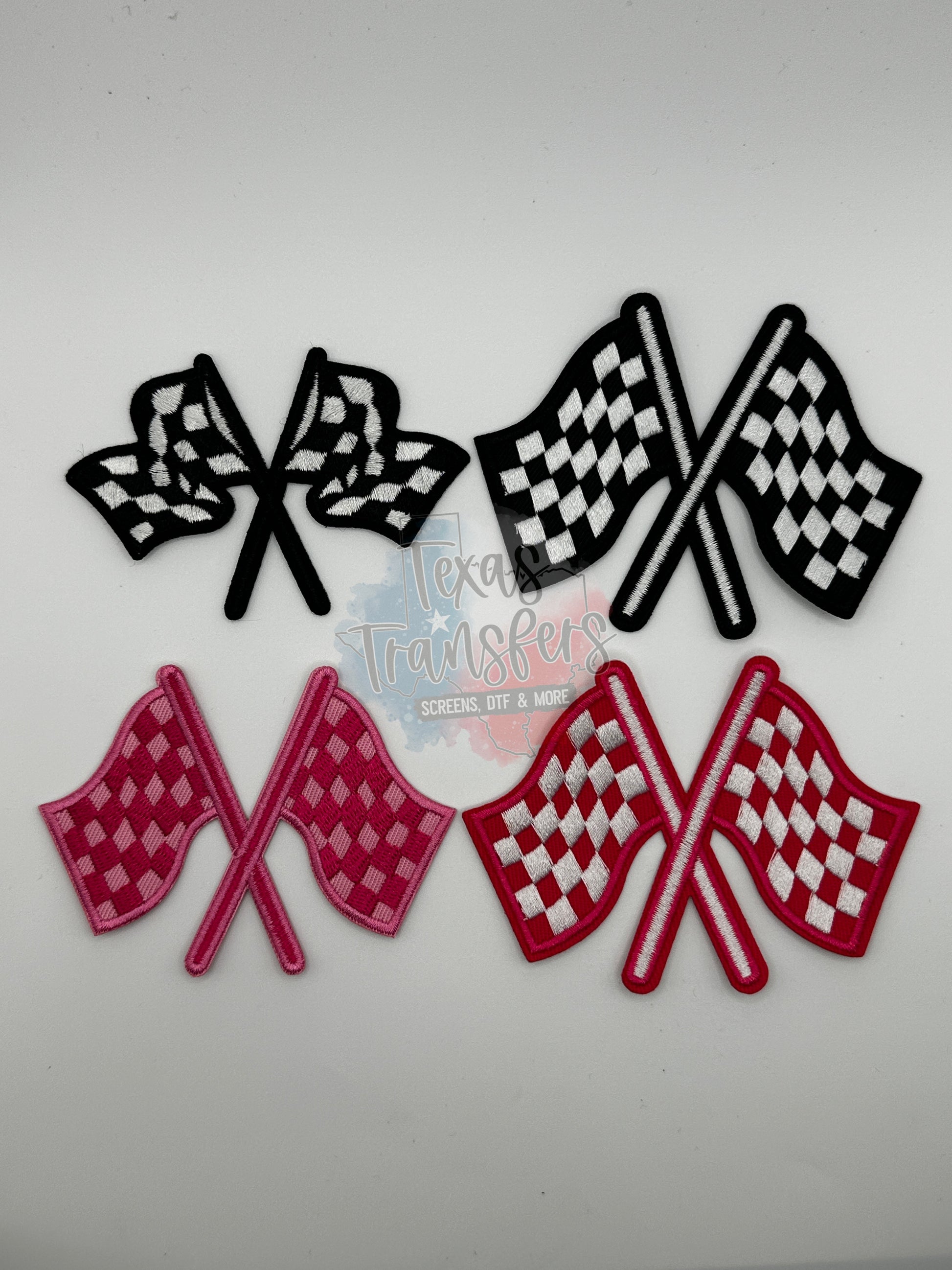 Racing Flags Iron-On PATCH - Texas Transfers and Designs