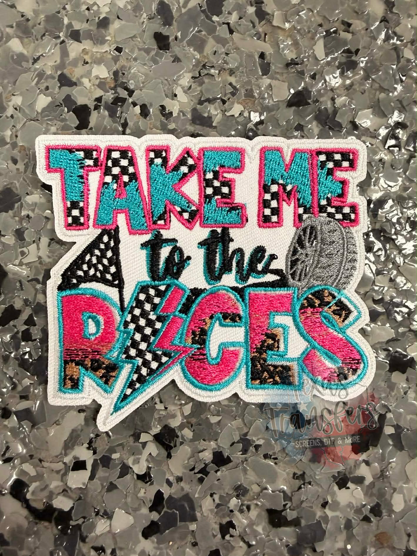 Take Me to the Races Iron-On Patch - Texas Transfers and Designs