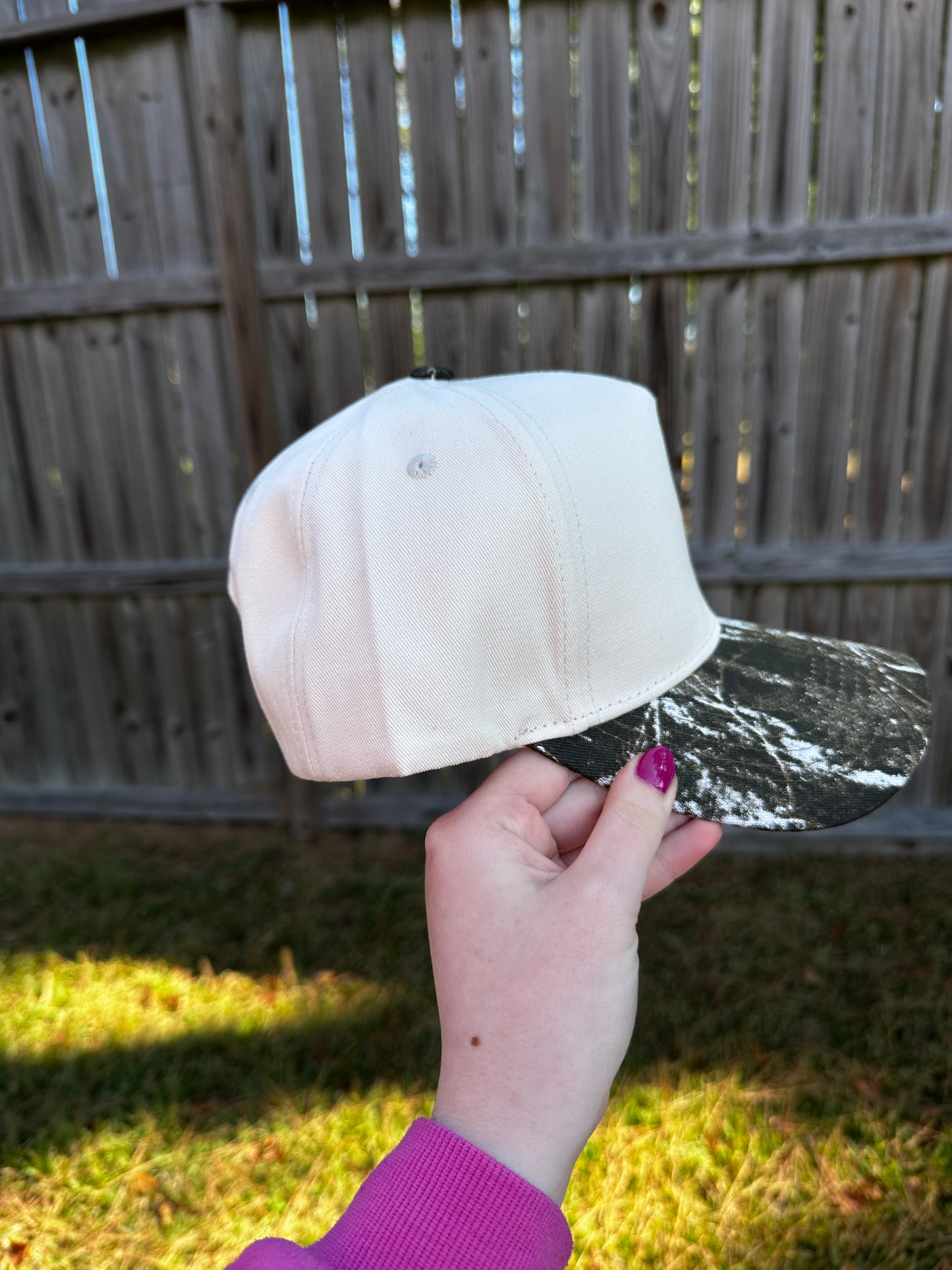 Leaf Camo Brim Canvas Blank Hat (SNAP CLOSURE)