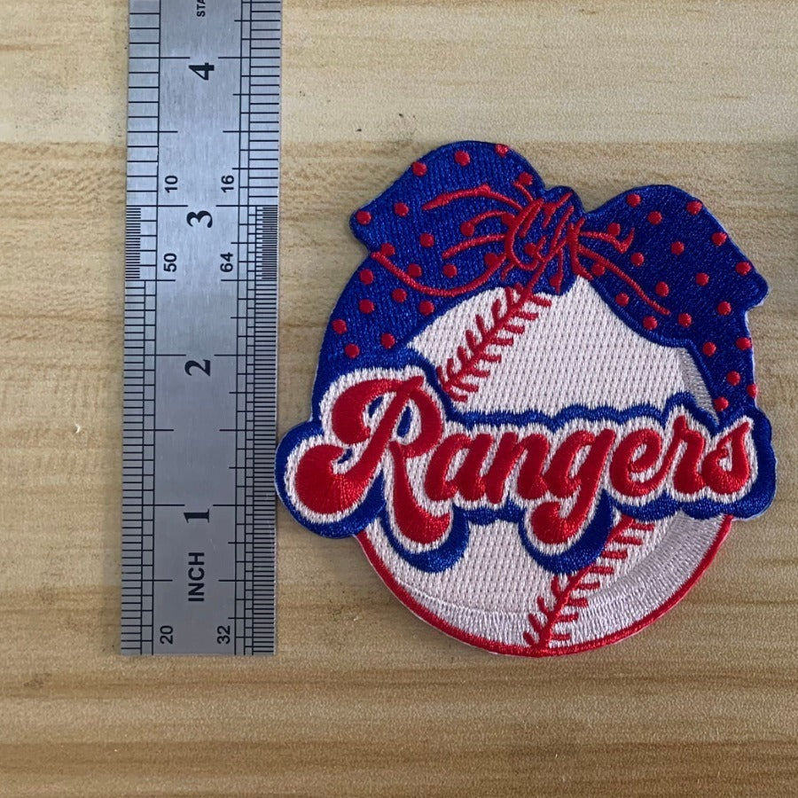 Rangers Bow Iron-On Patch - Texas Transfers and Designs