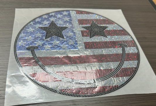 Patriotic Smile Spangle Transfer - Texas Transfers and Designs