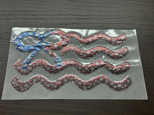 Patriotic Bow Flag Spangle Transfer - Texas Transfers and Designs