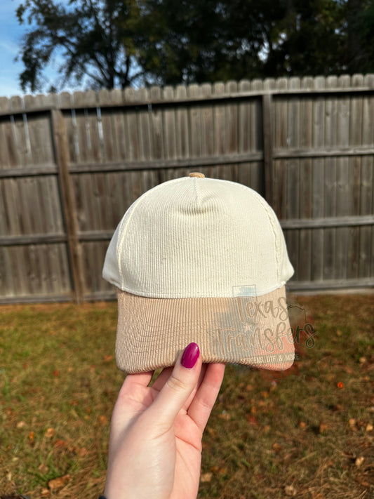 Cream/Tan Corduroy Blank Hat
