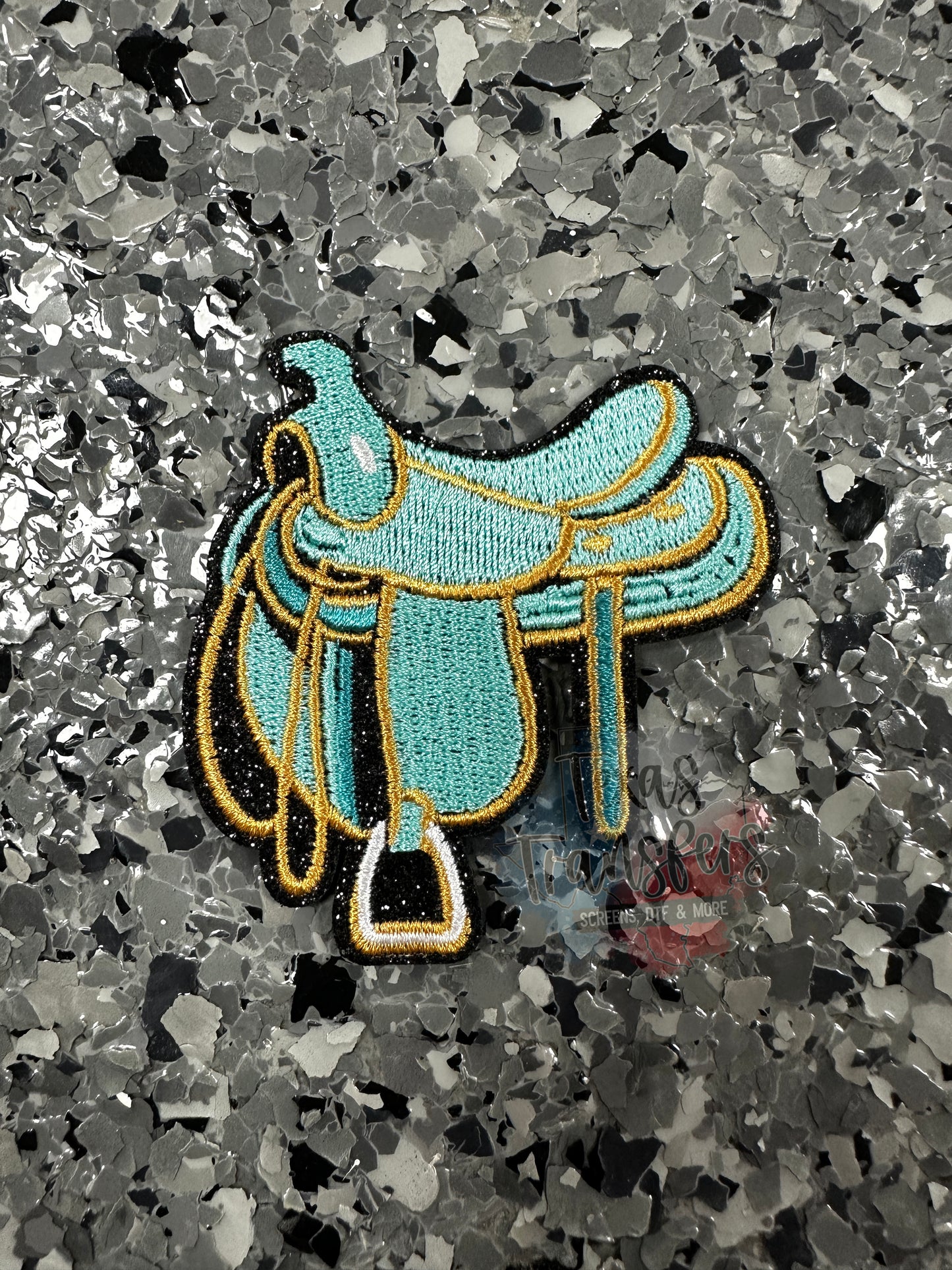 Turquoise Saddle Glitter Iron-On Patch